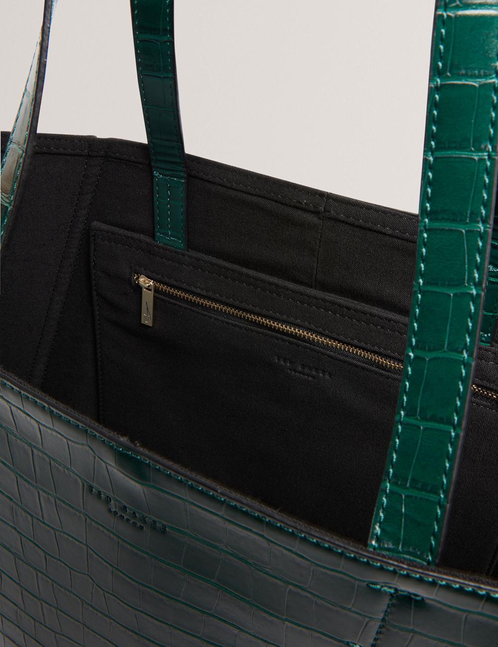 Women Ted Baker SOPHYNA - Croc Effect Folding Shopper Shopper Bags Dk-Green | Egypt  KOPBR-8357