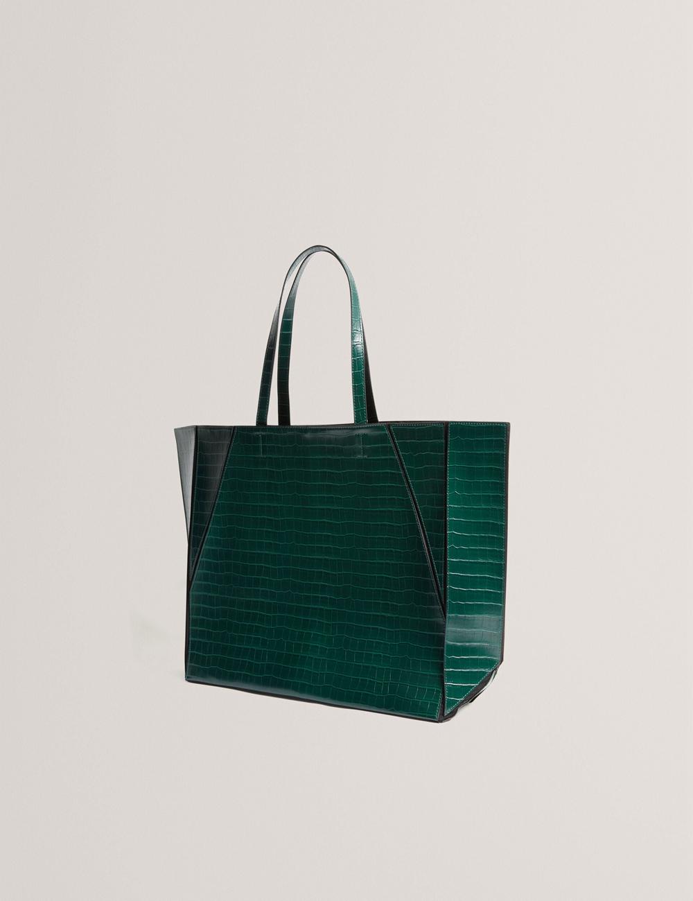 Women Ted Baker SOPHYNA - Croc Effect Folding Shopper Shopper Bags Dk-Green | Egypt  KOPBR-8357