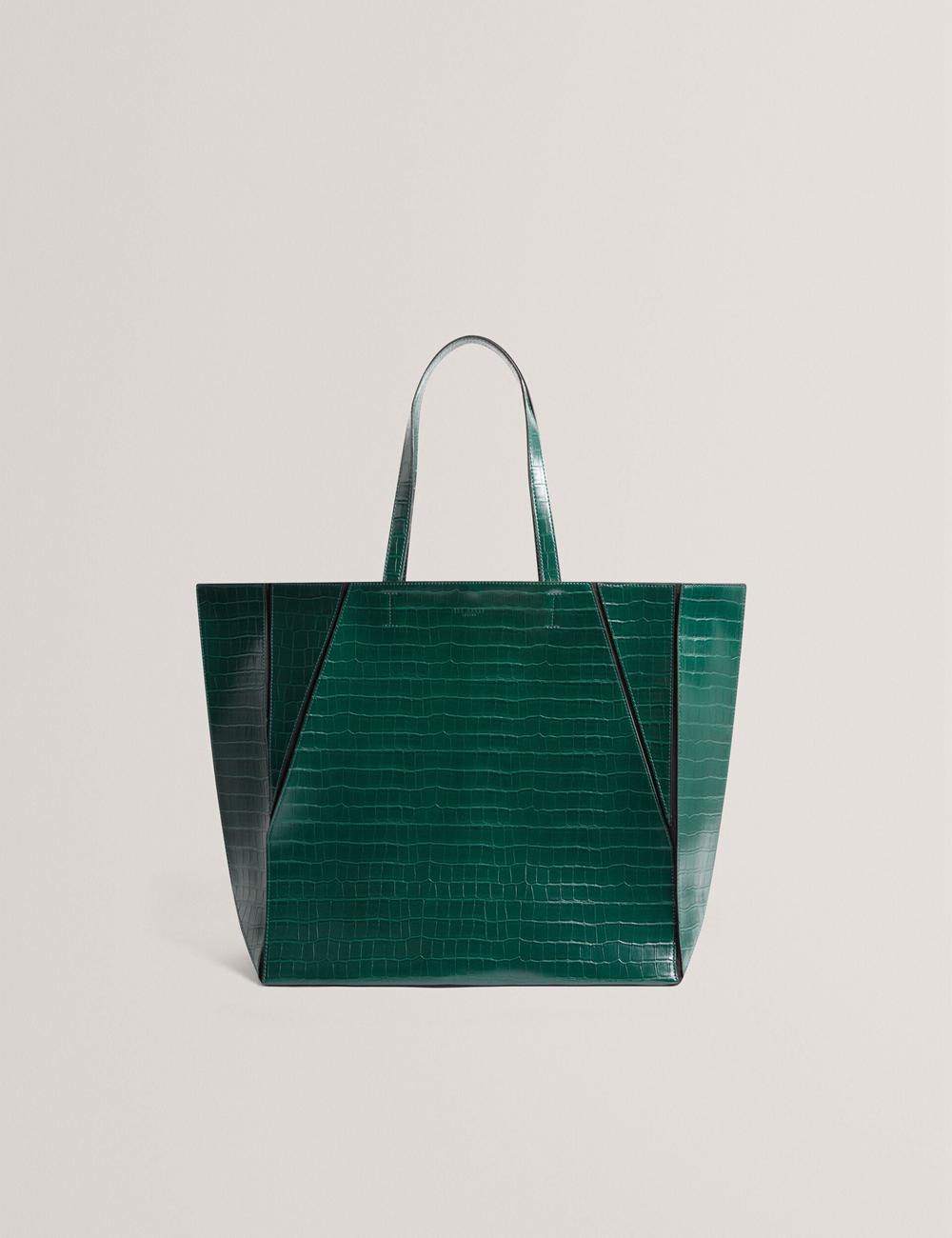 Women Ted Baker SOPHYNA - Croc Effect Folding Shopper Shopper Bags Dk-Green | Egypt  KOPBR-8357