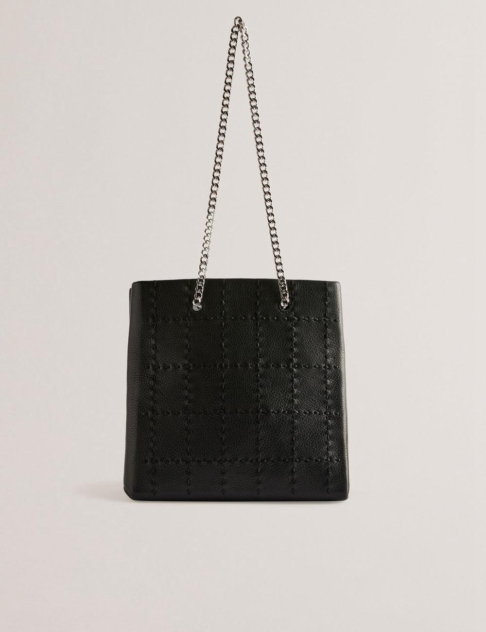 Women Ted Baker STALIA - Stitch Detail Leather Small Tote Bags Black | Egypt  UFJZQ-9624