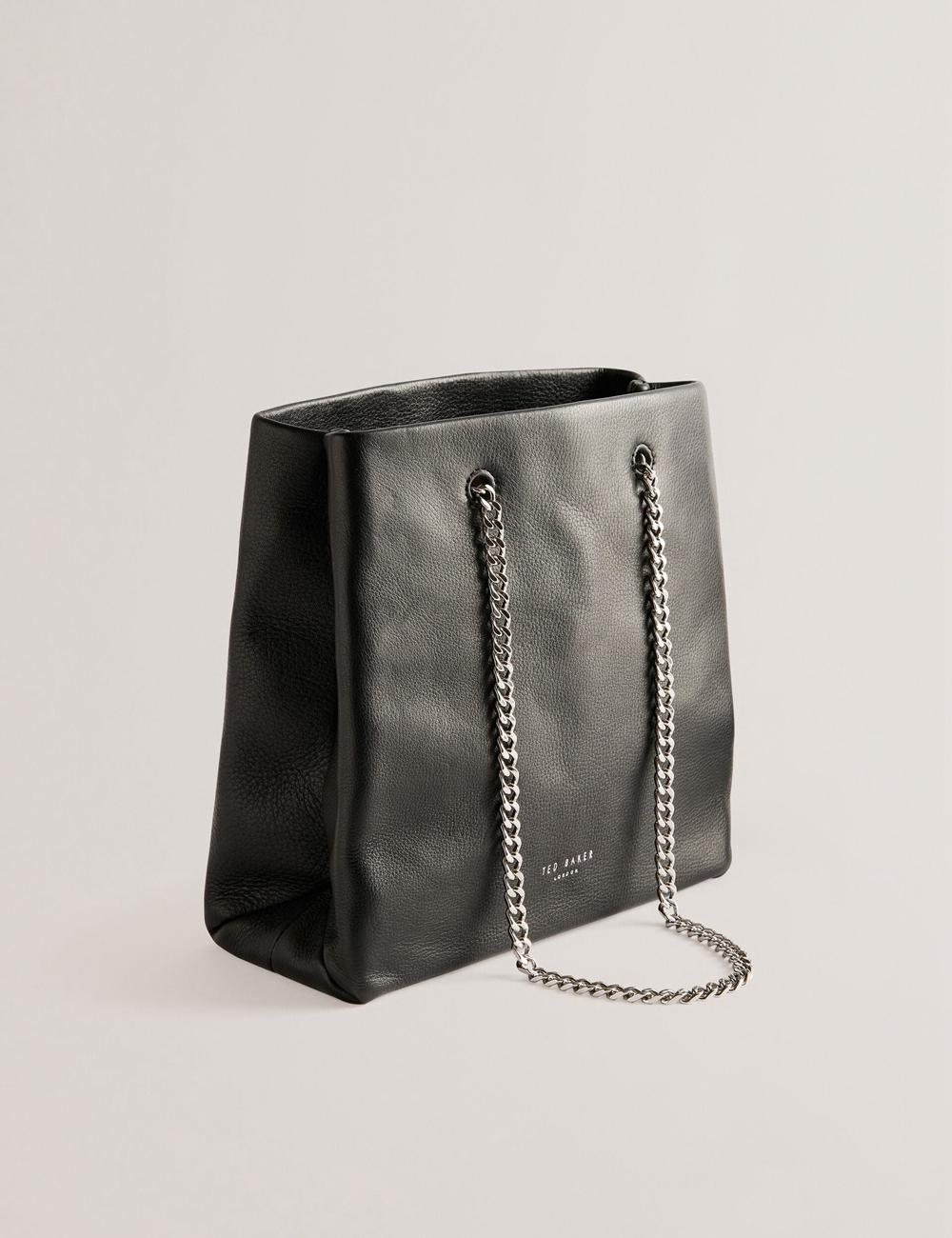 Women Ted Baker STALIA - Stitch Detail Leather Small Tote Bags Black | Egypt  UFJZQ-9624