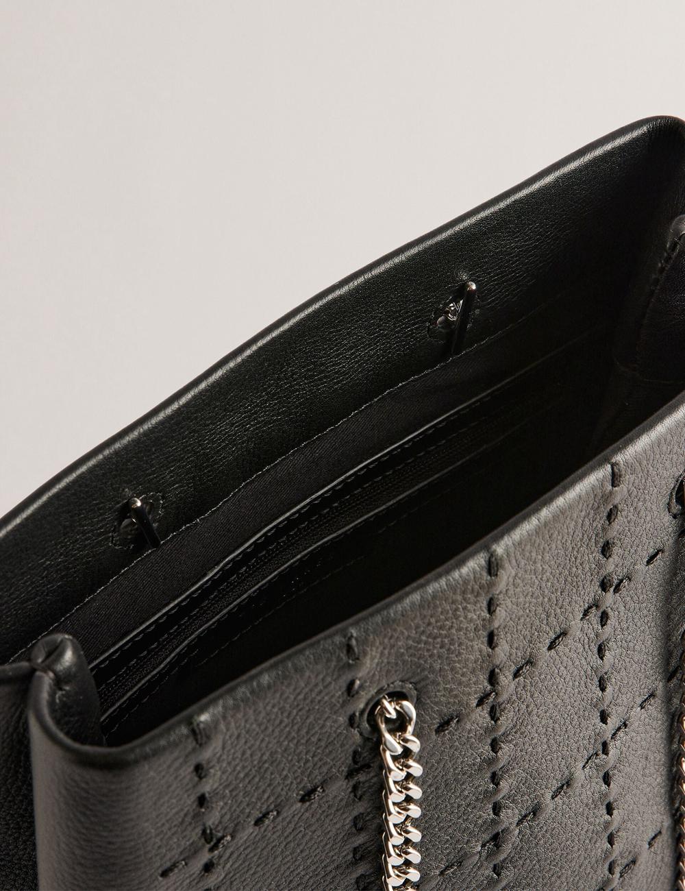 Women Ted Baker STALIA - Stitch Detail Leather Small Tote Bags Black | Egypt  UFJZQ-9624