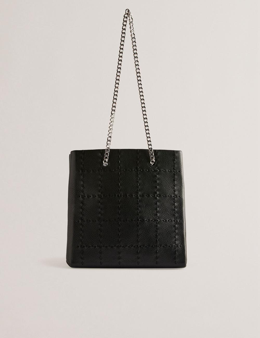 Women Ted Baker STALIA - Stitch Detail Leather Small Tote Bags Black | Egypt  UFJZQ-9624