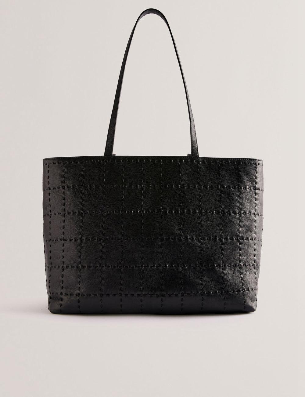 Women Ted Baker STALIE - Stitch Detail Leather Large Shopper Shopper Bags Black | Egypt  SMDFV-7125