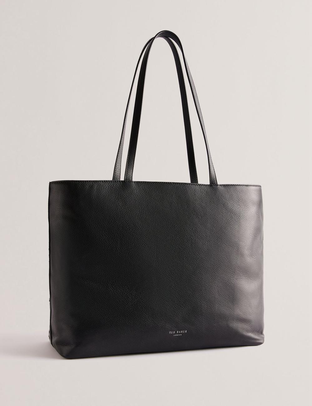 Women Ted Baker STALIE - Stitch Detail Leather Large Shopper Shopper Bags Black | Egypt  SMDFV-7125