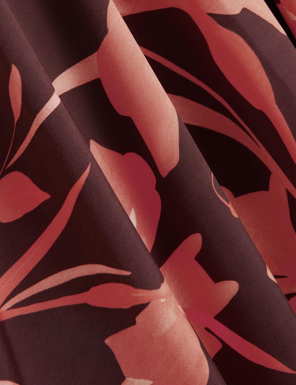 Women Ted Baker STARLAH - Slinky Printed Jersey Long Sleeve Midi Dresses Dk-Brown | Egypt  GYMSQ-2450