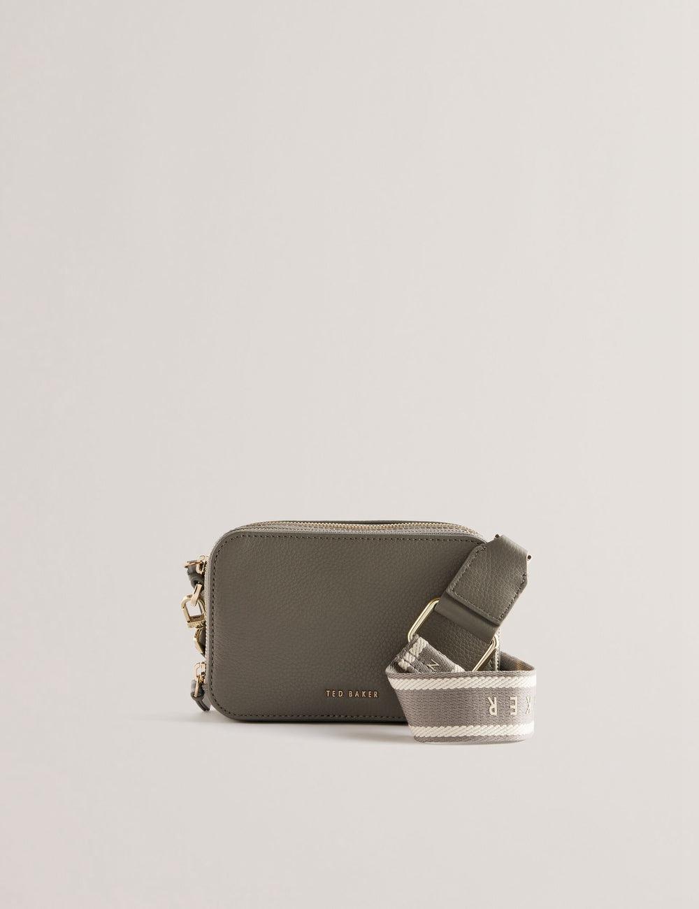 Women Ted Baker STUNNA - Mini Leather Crossbody Camera Camera Bag Mid-Grey | Egypt  NVGJU-5407