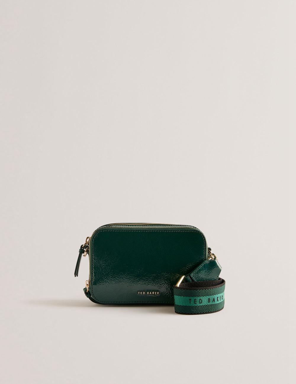 Women Ted Baker STUNWA - Patent Leather Webbing Camera Camera Bag Mid-Green | Egypt  SXADH-6102