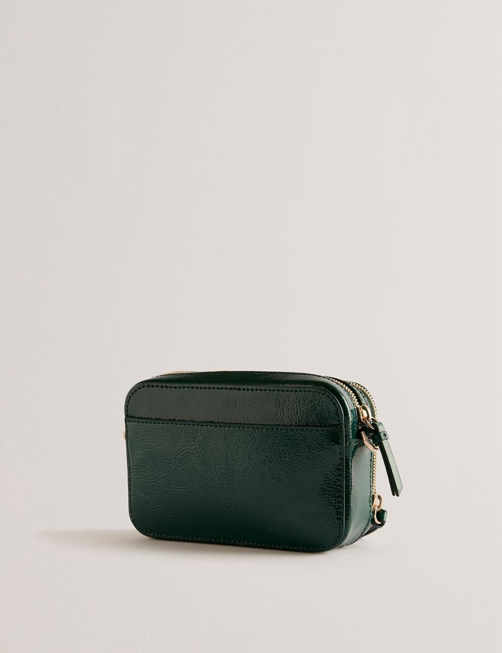 Women Ted Baker STUNWA - Patent Leather Webbing Camera Camera Bag Mid-Green | Egypt  SXADH-6102