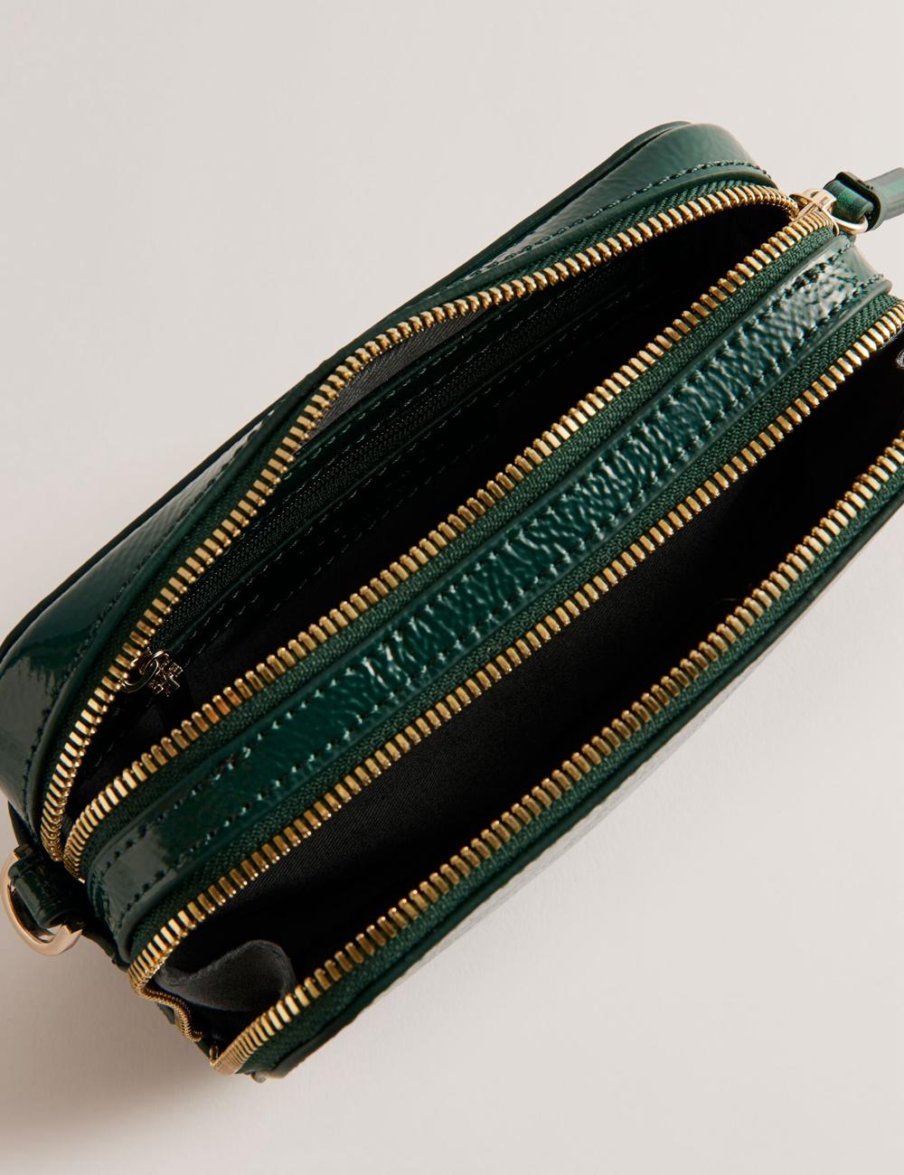 Women Ted Baker STUNWA - Patent Leather Webbing Camera Camera Bag Mid-Green | Egypt  SXADH-6102