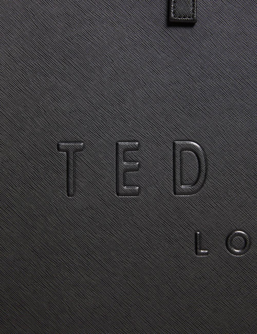 Women Ted Baker SUKICON - Textured Faux Leather Icon Tote Bags Black | Egypt  QRPJZ-8325