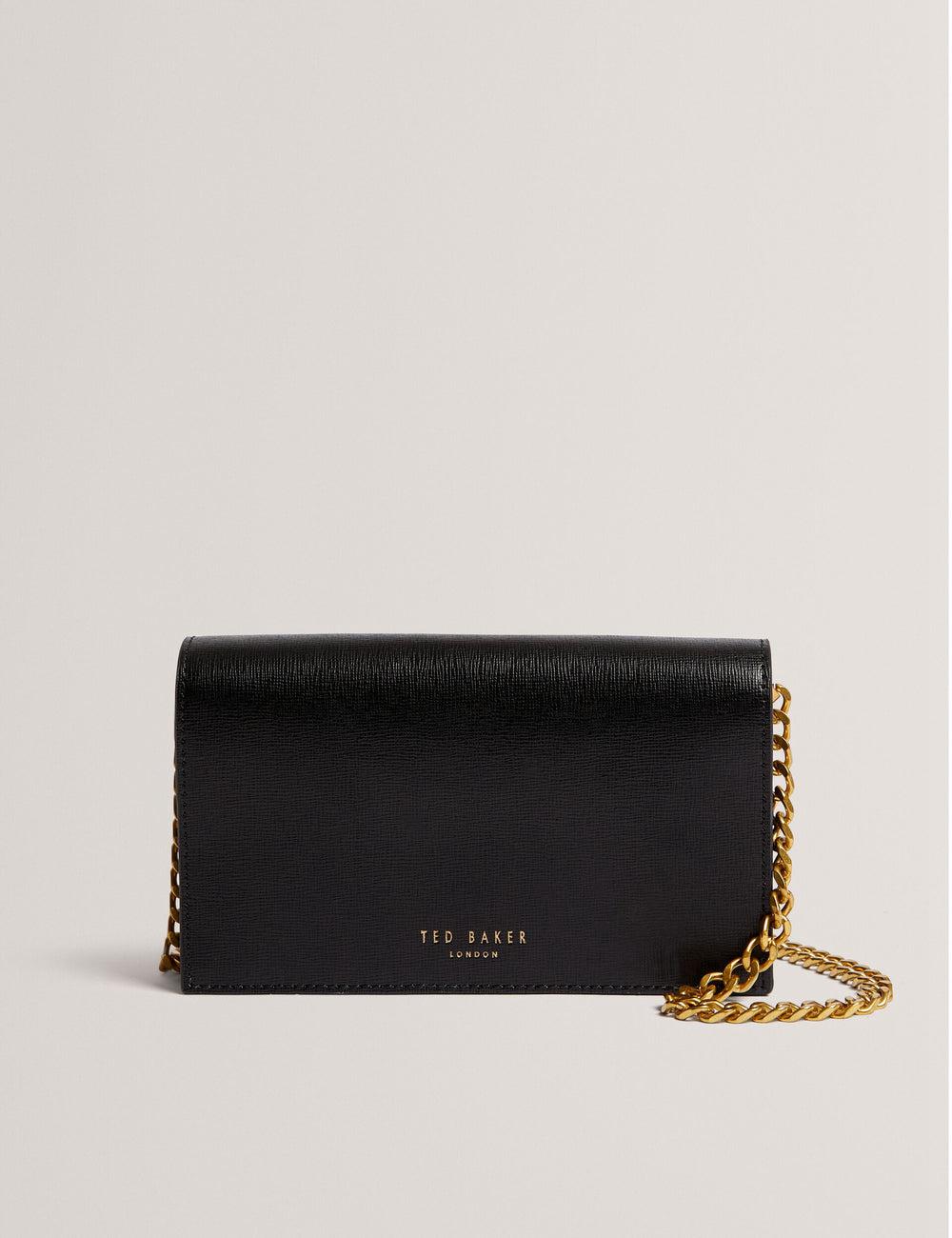 Women Ted Baker TABINA - Leather With Chain Crossbody Strap Purses Black | Egypt  OZGNP-1532