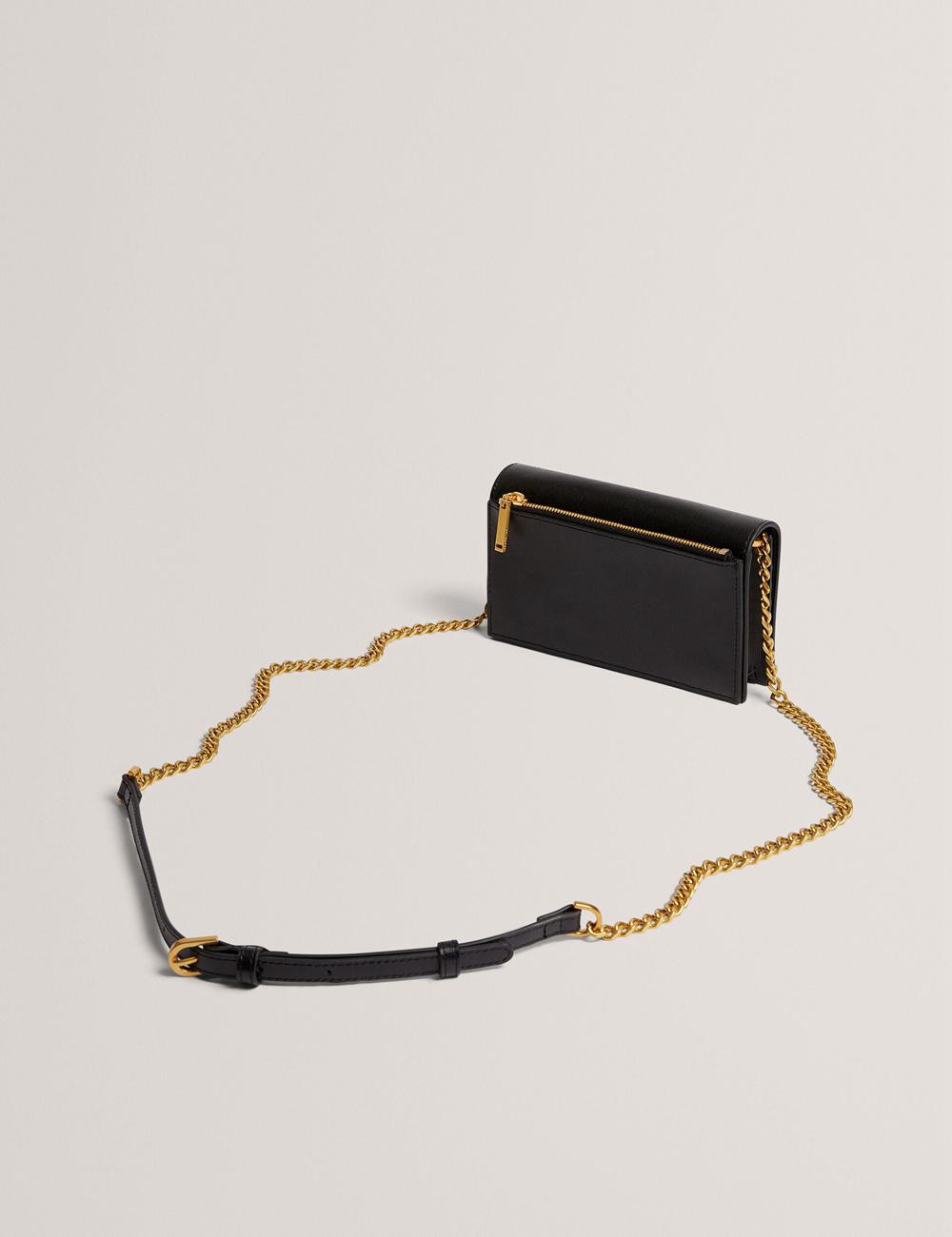 Women Ted Baker TABINA - Leather With Chain Crossbody Strap Purses Black | Egypt  OZGNP-1532