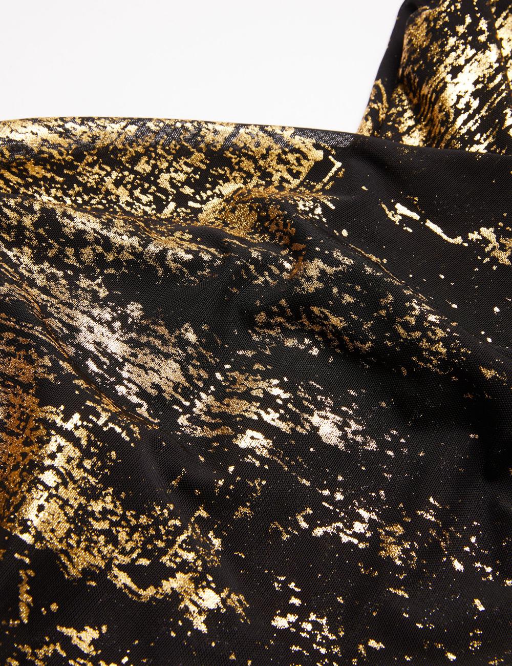 Women Ted Baker TALULAR - Bardot Foil Printed Mesh Tops Black | Egypt  AEJYF-0763