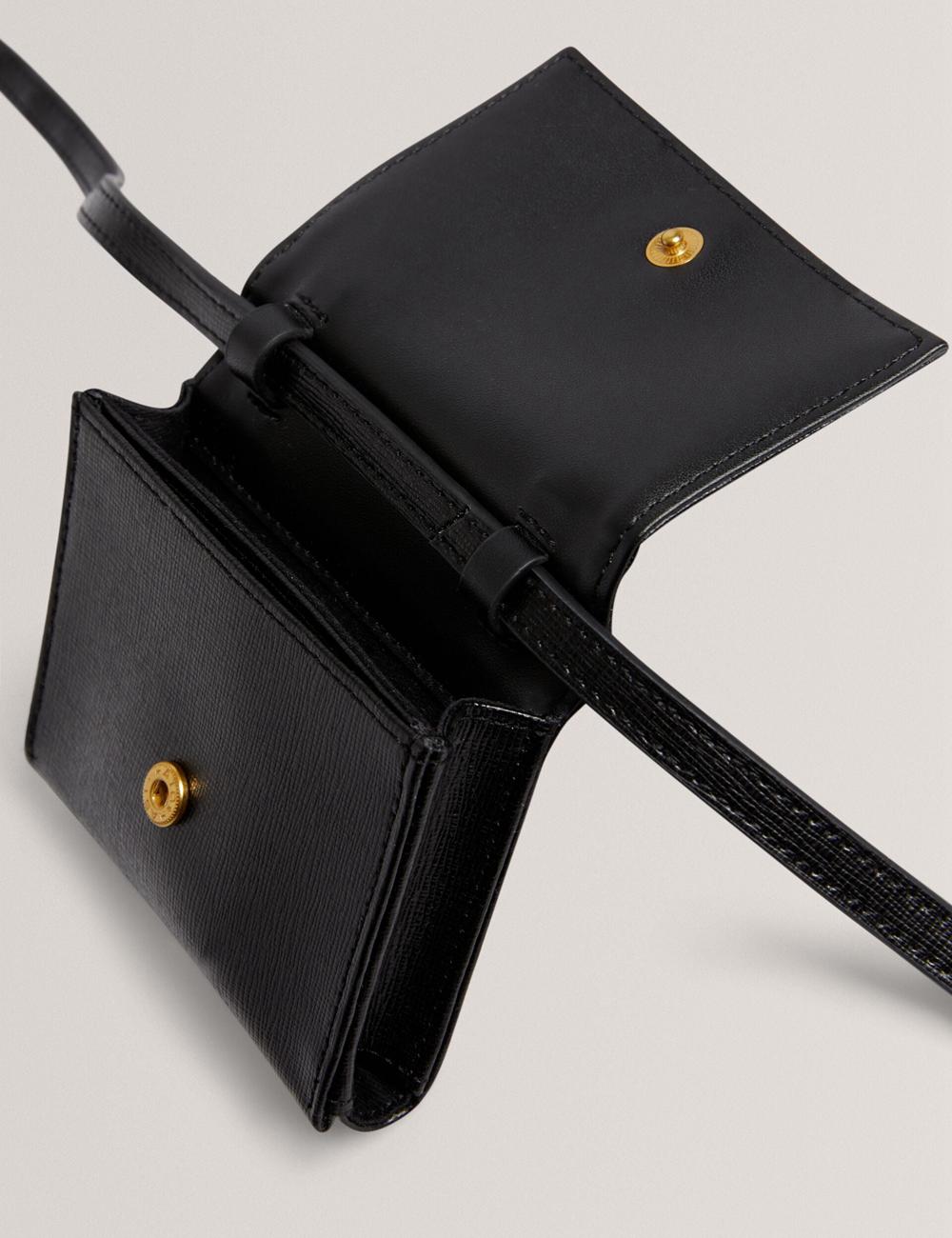 Women Ted Baker TAMZIEE - Leather Crossbody Card Holder Crossbody Bags Black | Egypt  WFQKL-9184