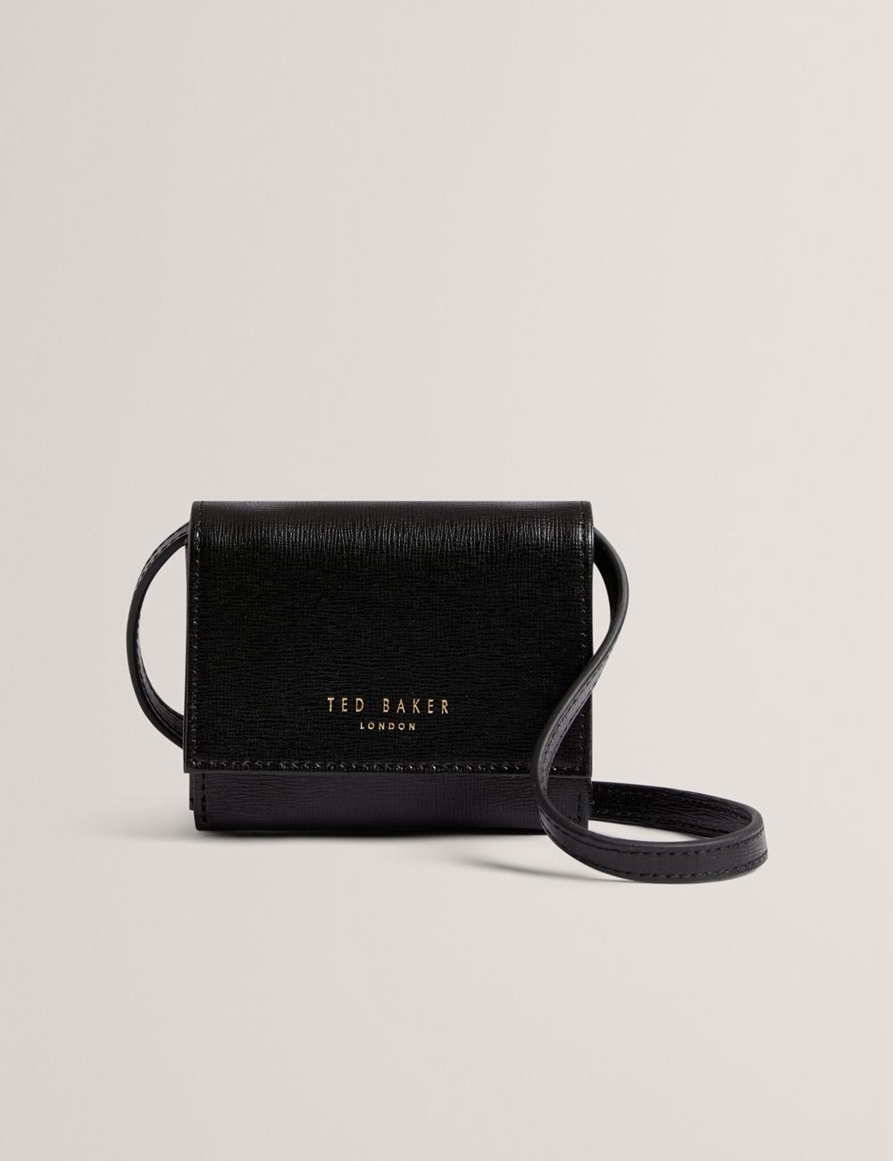 Women Ted Baker TAMZIEE - Leather Crossbody Card Holder Crossbody Bags Black | Egypt  WFQKL-9184
