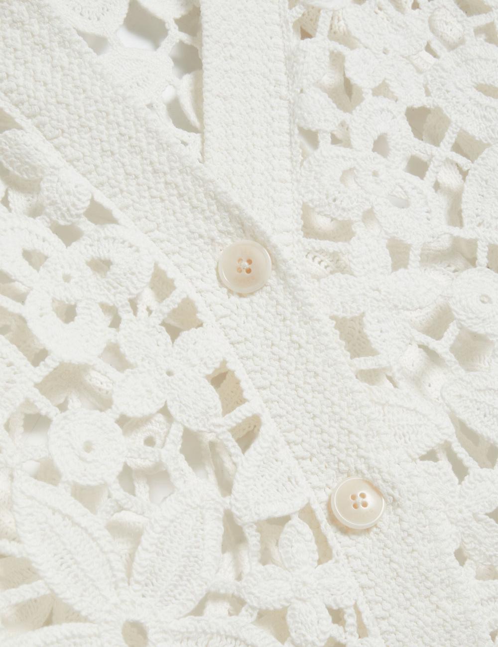 Women Ted Baker TARLI - Crochet Open Knit Longline Cardigans White | Egypt  JWSBV-5697