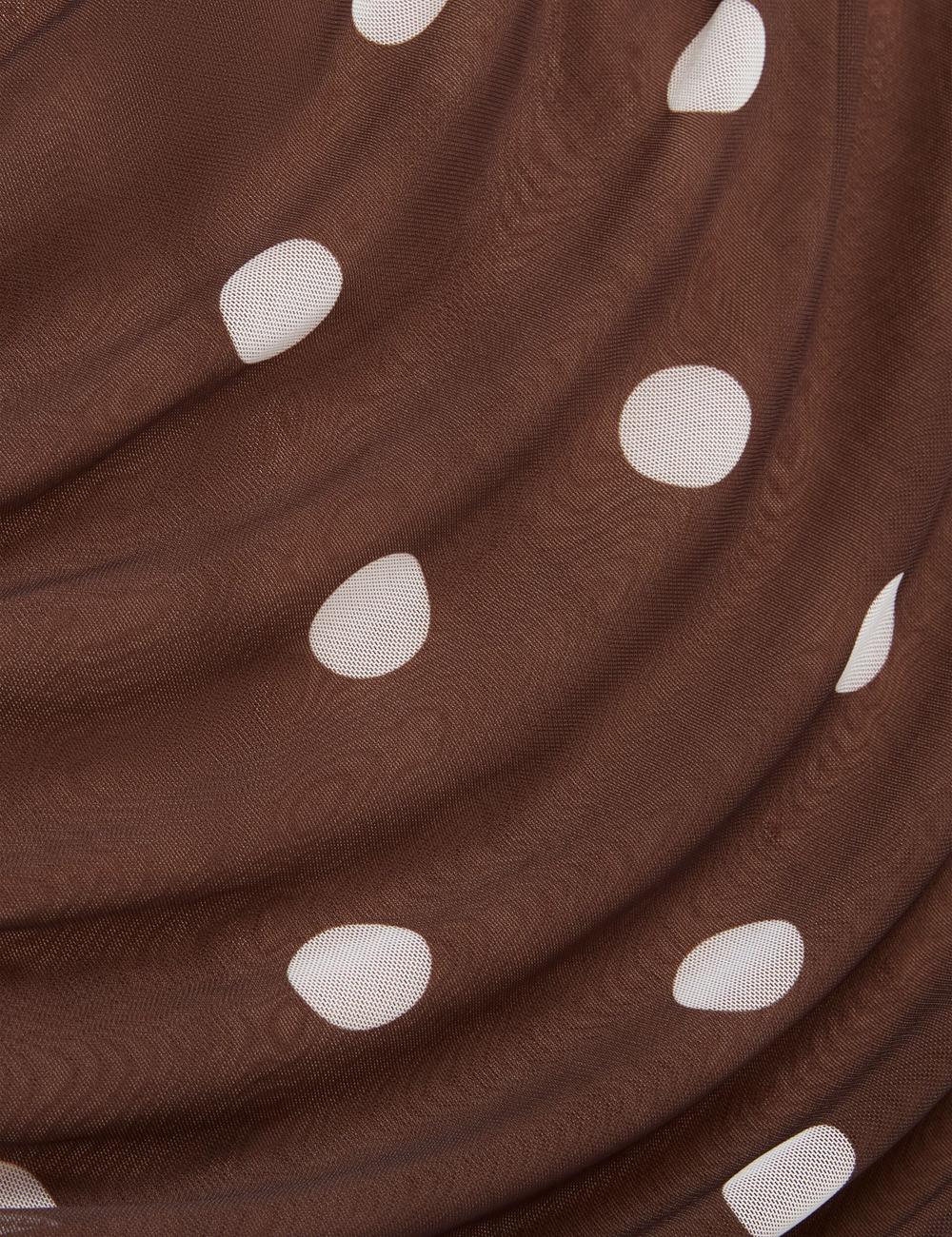 Women Ted Baker TILDAHH - Off-Shoulder Polka Dot Mesh Mini Dresses Dk-Brown | Egypt  DRGPX-8213