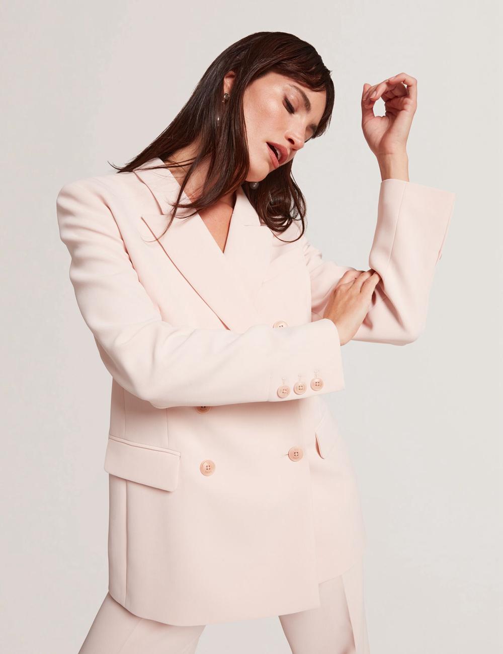 Women Ted Baker TRAGA - Tailored Double Breasted Woven Blazers Pink | Egypt  RTHUZ-1278