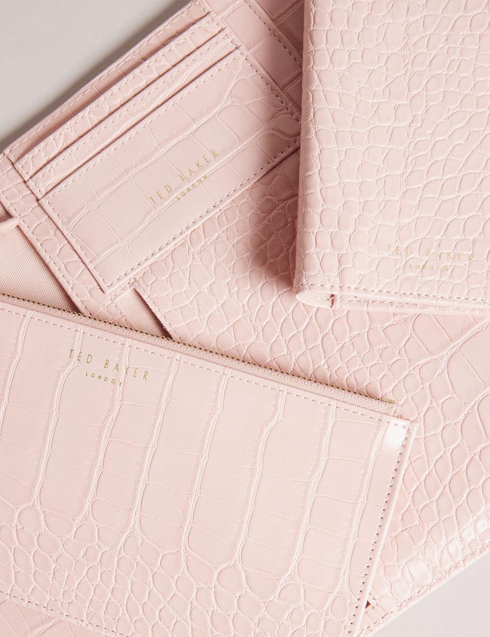 Women Ted Baker TRAVELZ - Croc Faux Leather Travel Organiser Wallets Pink | Egypt  UTQVL-7982