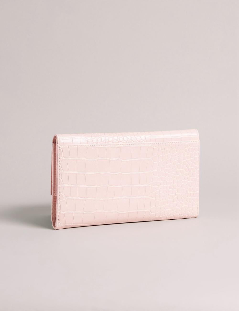 Women Ted Baker TRAVELZ - Croc Faux Leather Travel Organiser Wallets Pink | Egypt  UTQVL-7982