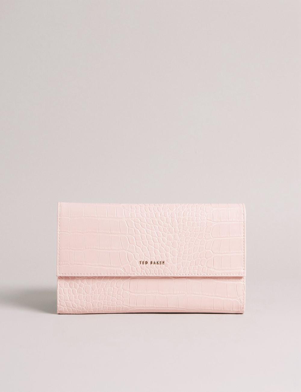 Women Ted Baker TRAVELZ - Croc Faux Leather Travel Organiser Wallets Pink | Egypt  UTQVL-7982