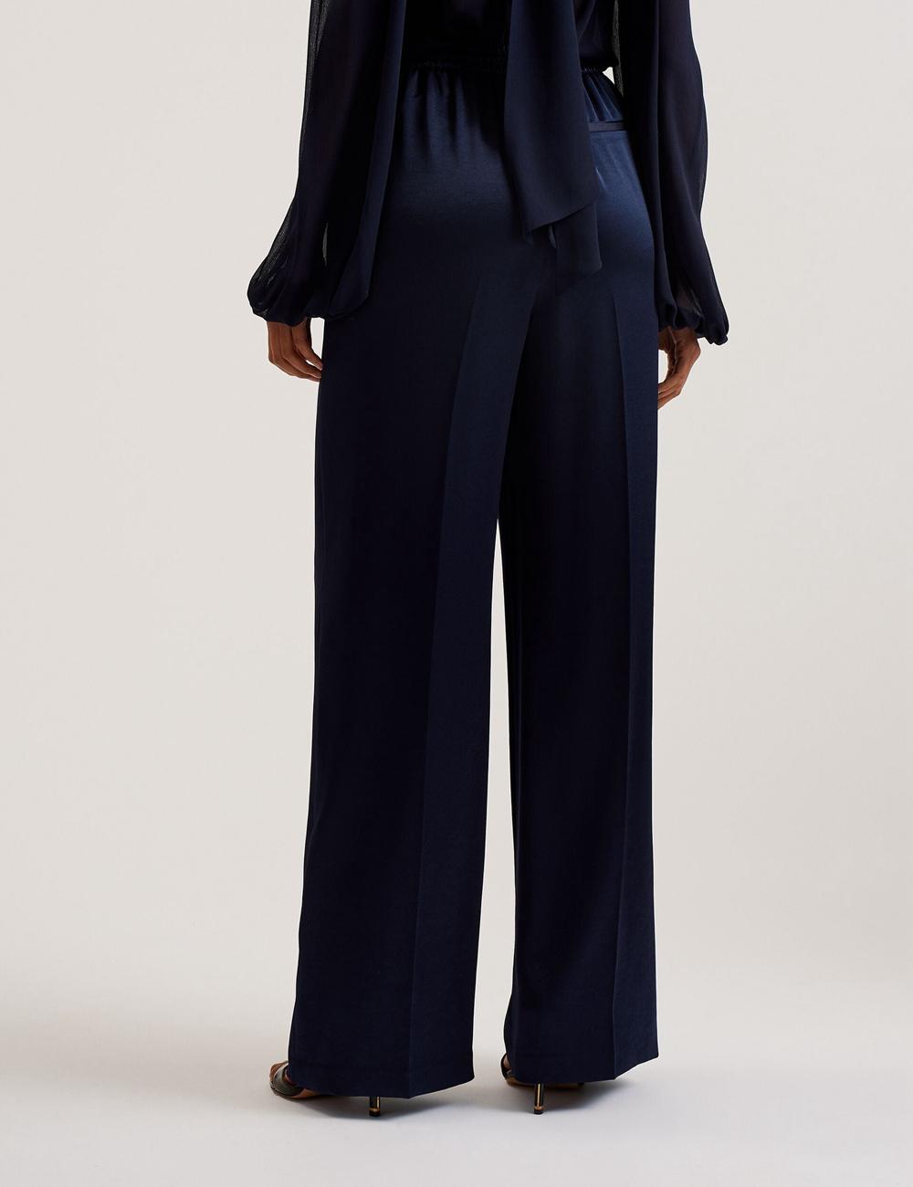 Women Ted Baker UMAIBO - Satin Wide Leg Drawstring Joggers Trousers Black | Egypt  OSJVE-2047