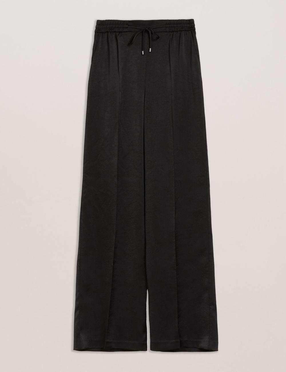 Women Ted Baker UMAIBO - Satin Wide Leg Drawstring Joggers Trousers Black | Egypt  OSJVE-2047