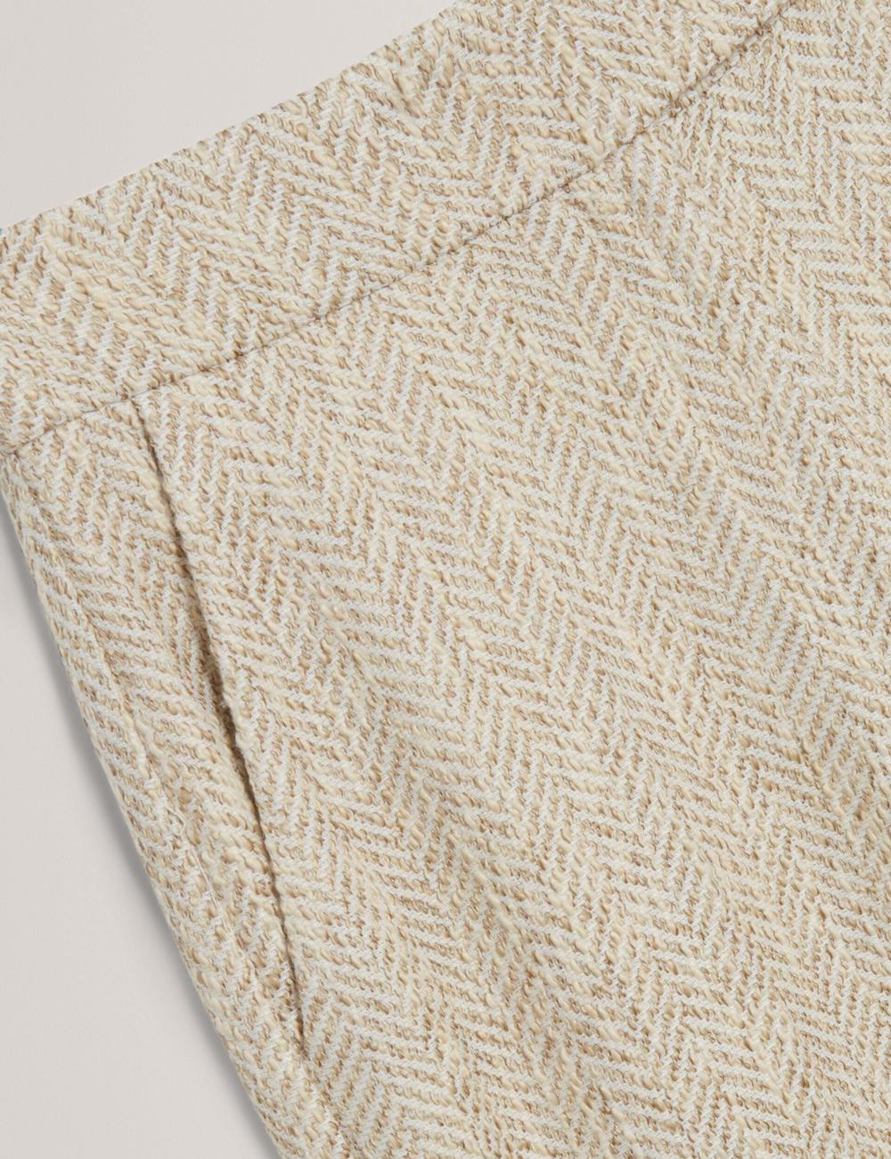 Women Ted Baker VULPAT - Boucle Herringbone Wide Leg Tailored Trousers Ivory | Egypt  YKQXZ-0394