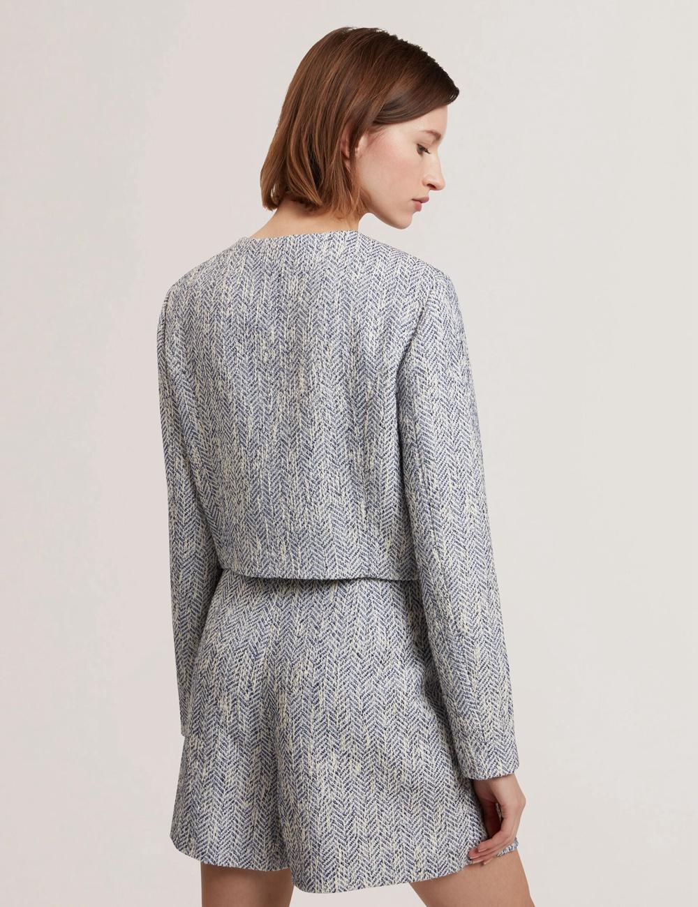 Women Ted Baker VULPA - Boucle Button-Up Cropped Tailored Jackets Lt-Blue | Egypt  QZYIM-4865