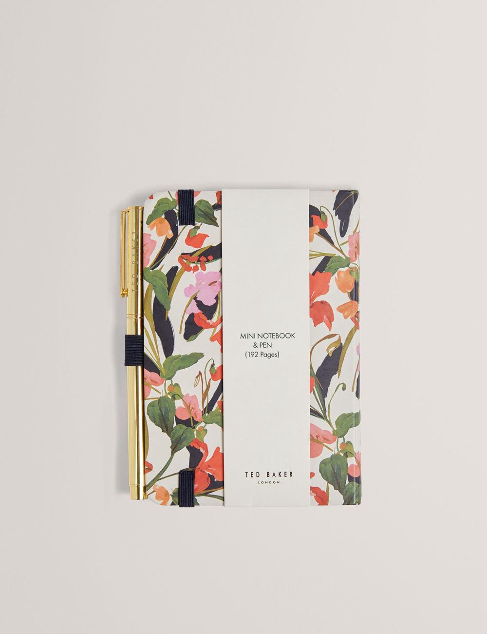 Women Ted Baker WHINNA - Floral Print A6 Notebook & Pen Stationary Nat-White | Egypt  UWRBQ-9308