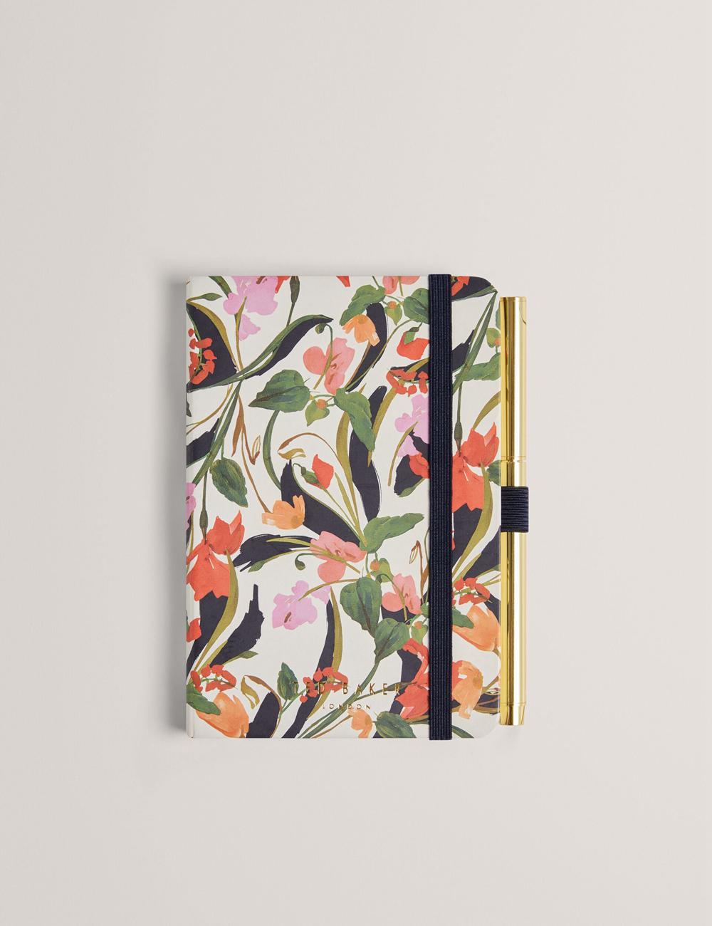 Women Ted Baker WHINNA - Floral Print A6 Notebook & Pen Stationary Nat-White | Egypt  UWRBQ-9308