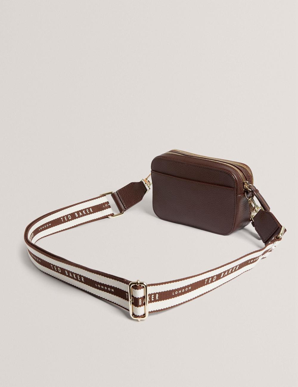 Women Ted Baker WILLSA - Branded Webbing Mini Leather Camera Camera Bag Brown | Egypt  FKXDS-7450