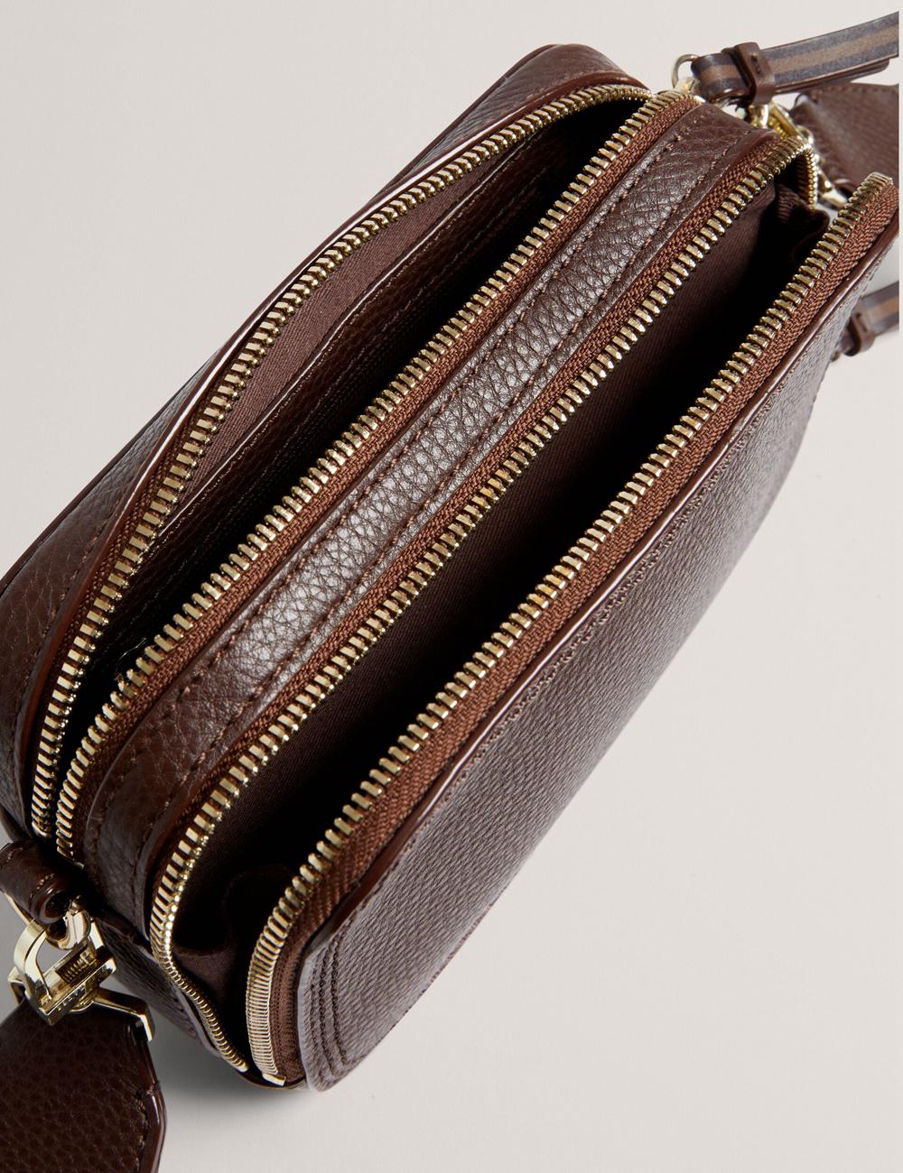 Women Ted Baker WILLSA - Branded Webbing Mini Leather Camera Camera Bag Brown | Egypt  FKXDS-7450