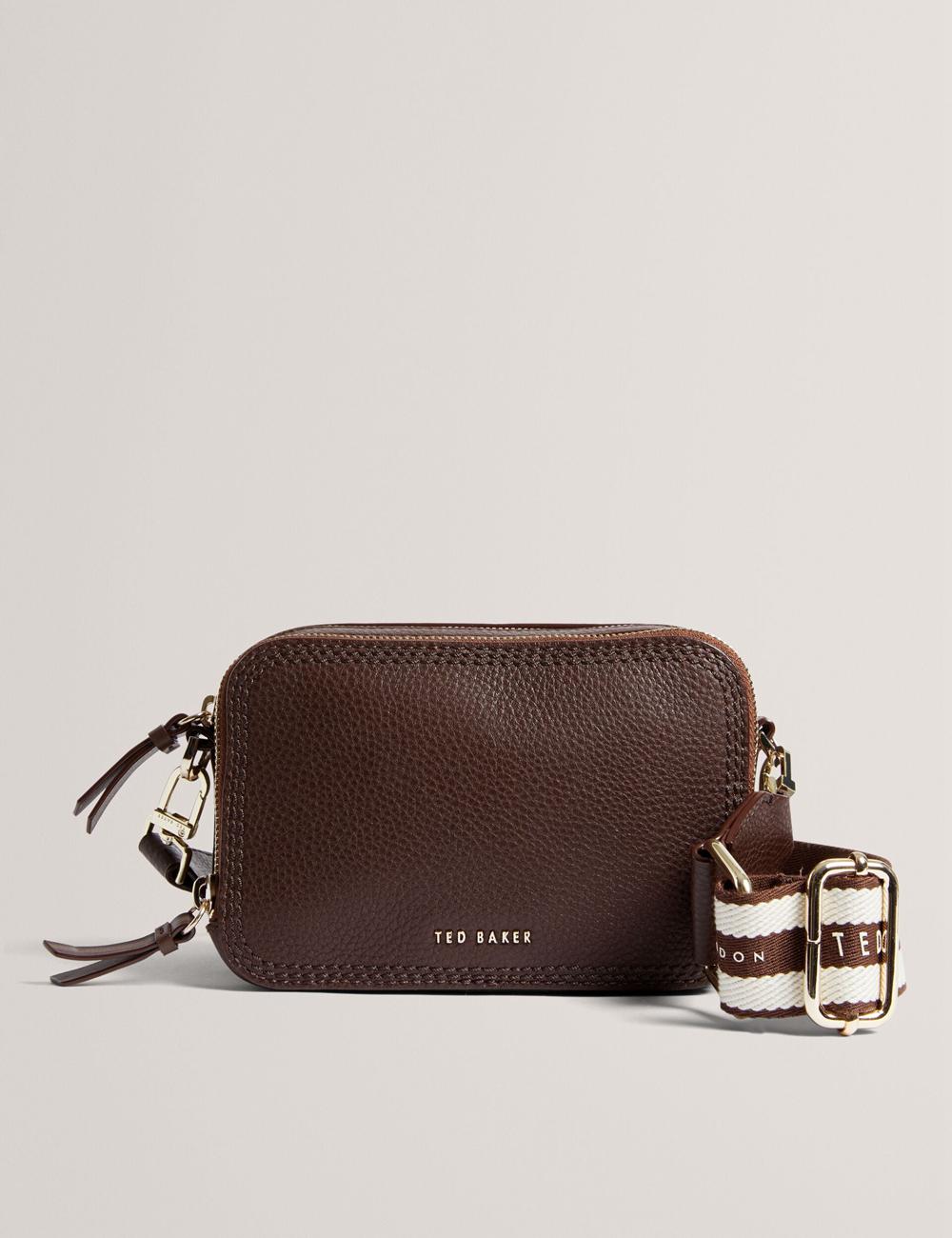 Women Ted Baker WILLSA - Branded Webbing Mini Leather Camera Camera Bag Brown | Egypt  FKXDS-7450