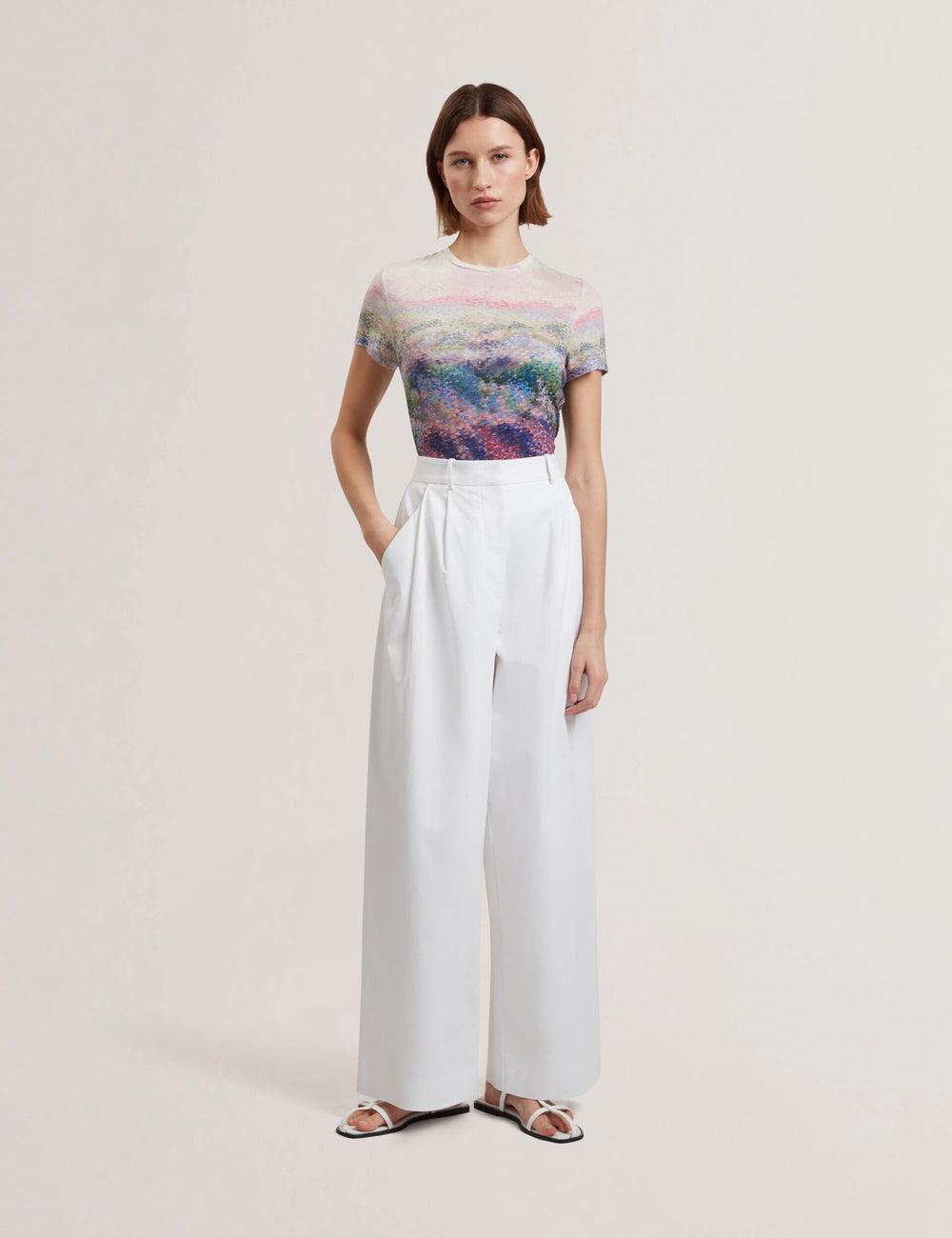 Women Ted Baker ZOZIA - Pleated High Waist Wide Leg Trousers White | Egypt  XHWKT-8079