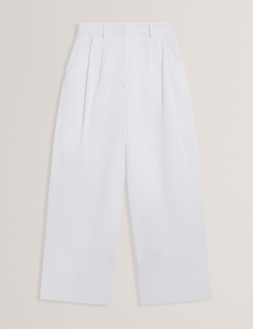 Women Ted Baker ZOZIA - Pleated High Waist Wide Leg Trousers White | Egypt  XHWKT-8079